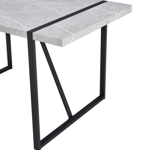 Modern 55 Inch Rectangular Dining Table For 4 People Gray