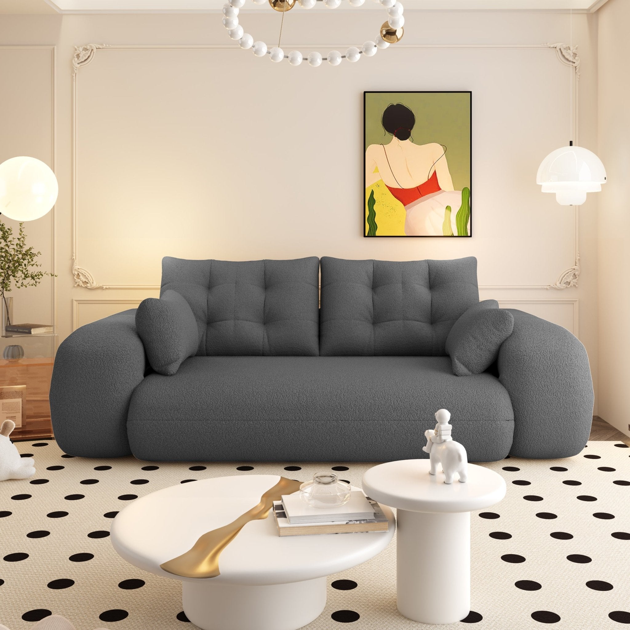 Anthony & Home Teddy Fabric Sofa Bed 3-in-1 studio, showing the versatile sofa bed with plush teddy fabric upholstery.