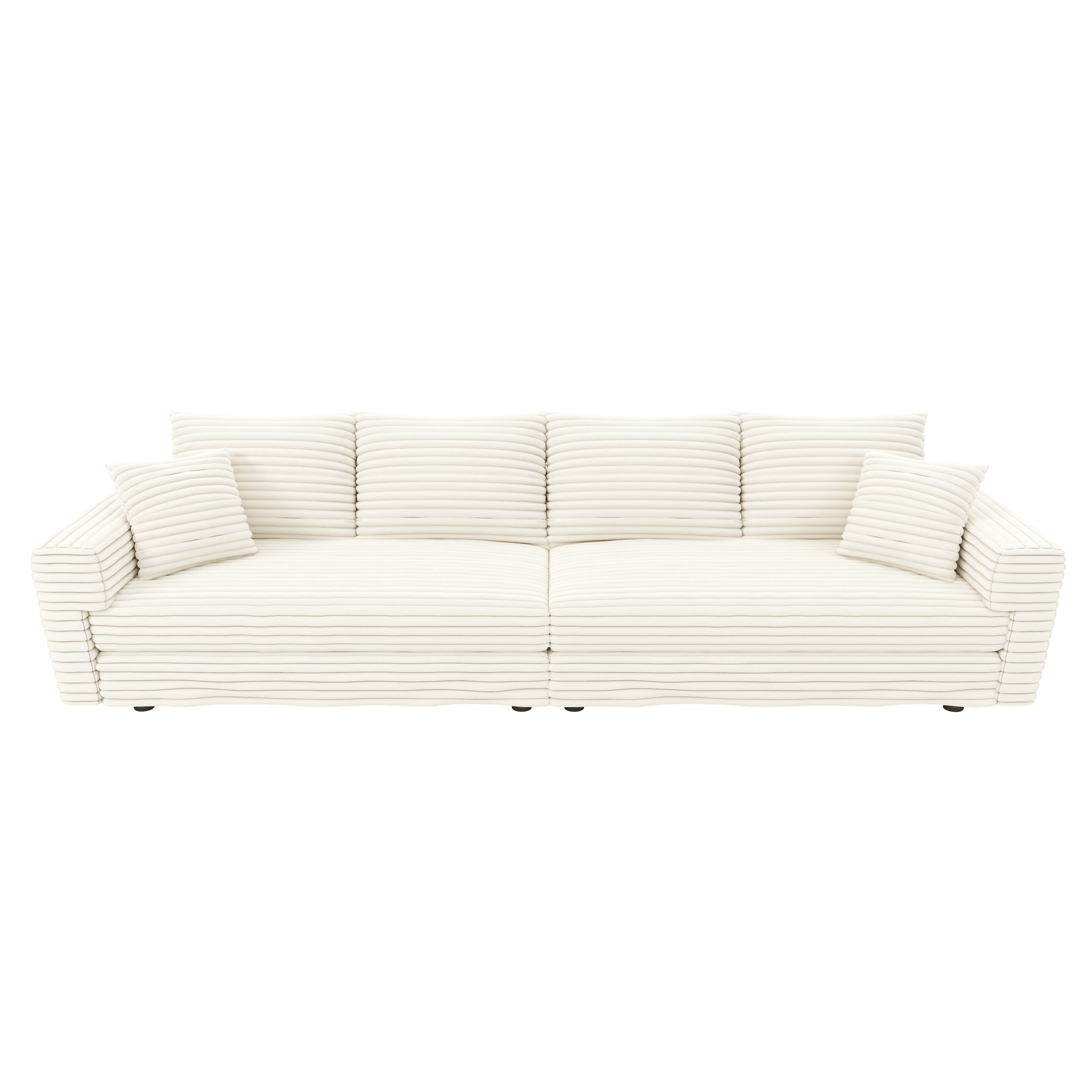 Anthony & Home Atelier Plush Corduroy 4-Seat Sofa with soft velvet texture and modern design, shown in a cozy living room setting.