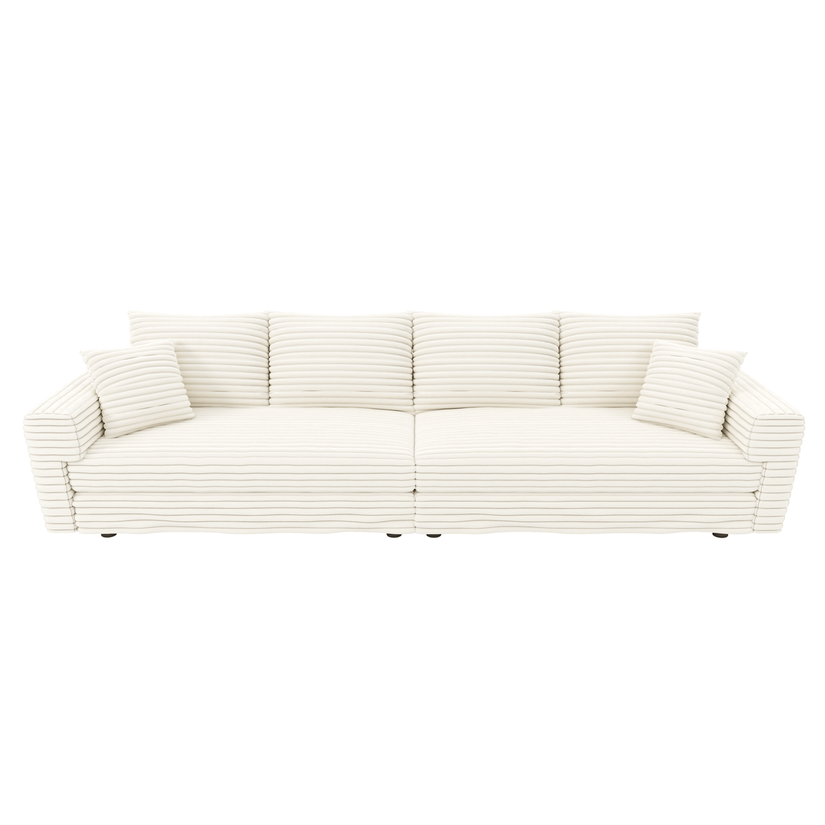 Anthony & Home Atelier Plush Corduroy 4-Seat Sofa with soft velvet texture and modern design, shown in a cozy living room setting.