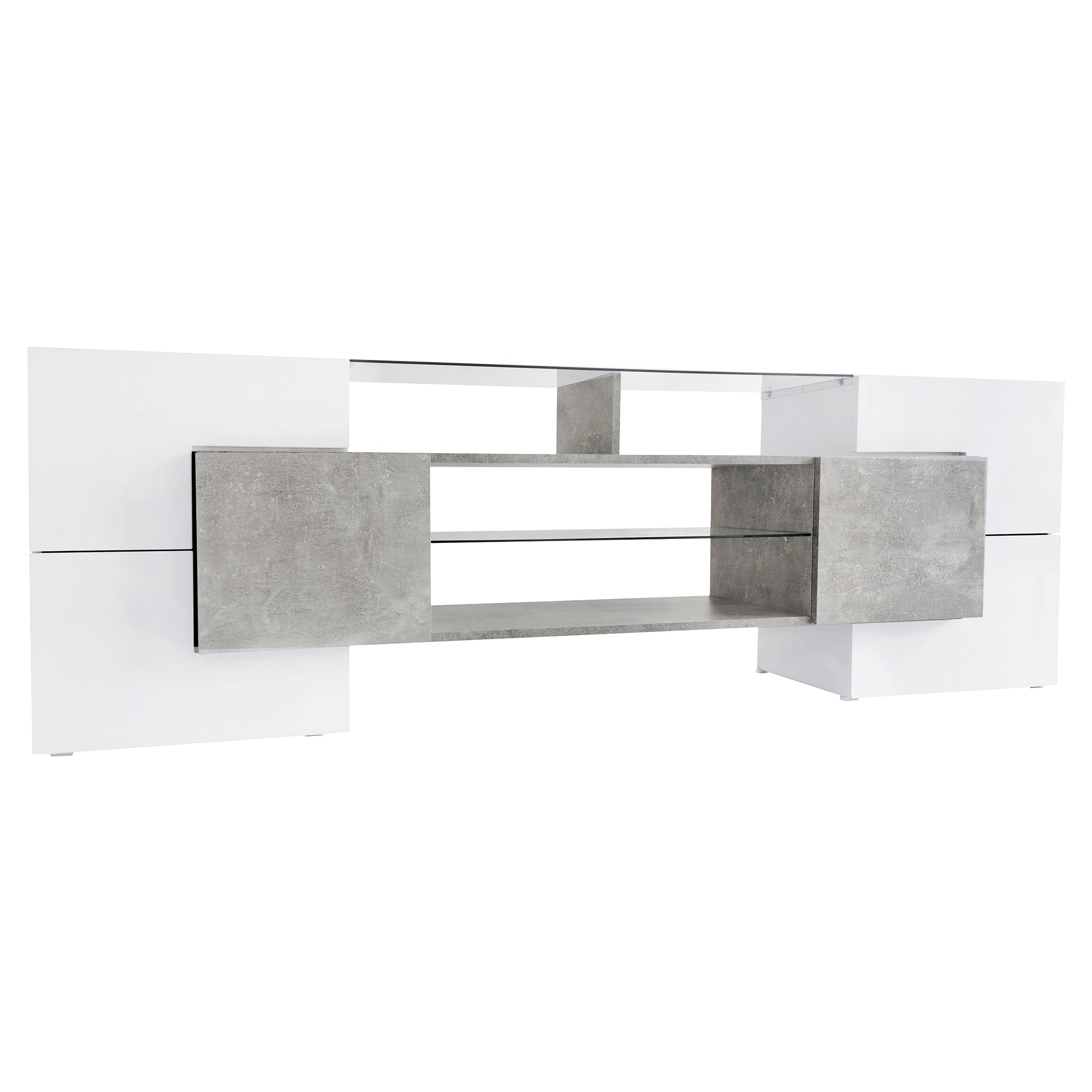 High gloss Anthony & Home On Trend Elite TV stand with sleek design and multiple storage compartments.