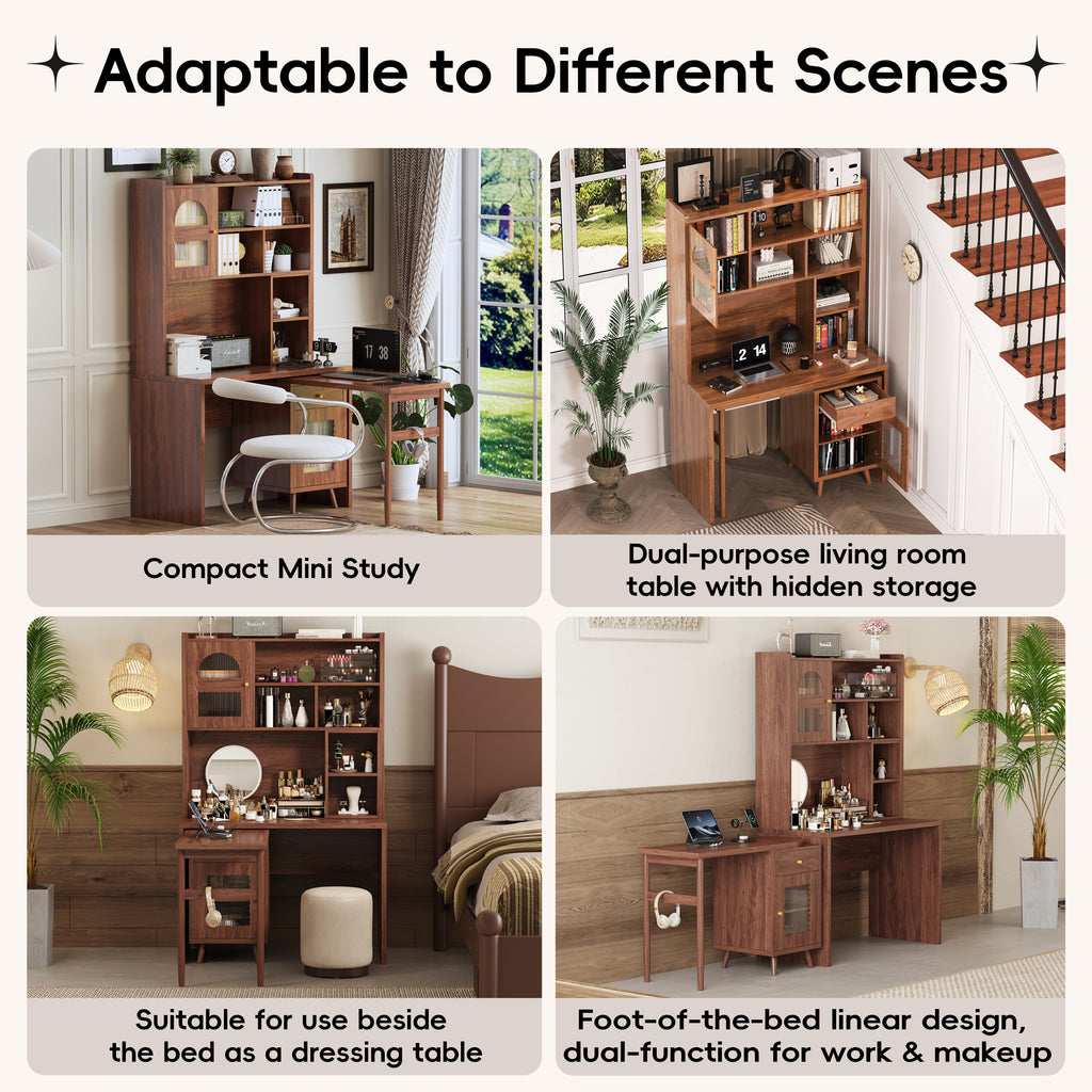 Rotating desk with storage from Anthony & Home Studio Collection, featuring a sleek design and organized compartments.