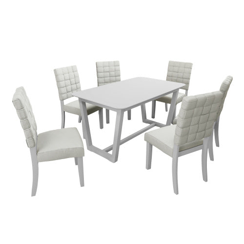 Fx D1 7 Piece Dining Set Chairs And Table Linen Upholstery