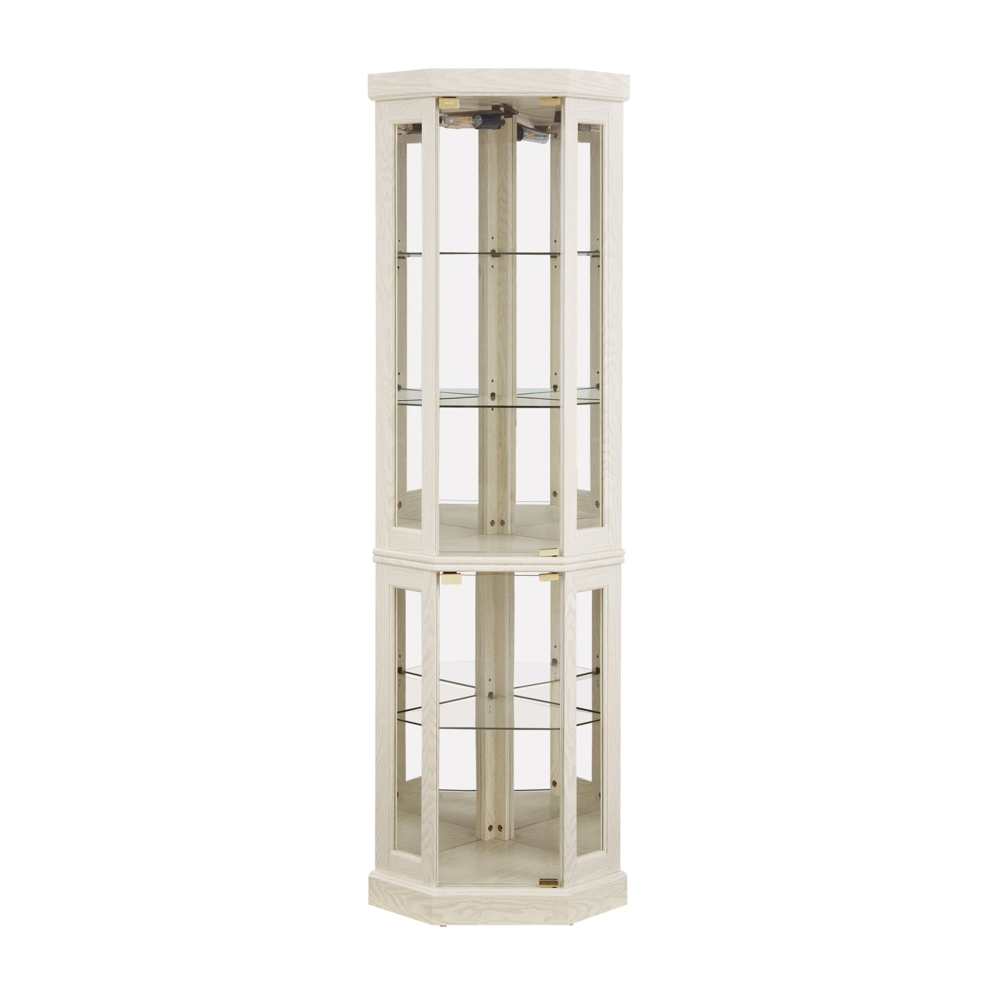 Lighted Anthony & Home curio cabinet with curved silhouette, limited edition display case featuring glass doors and interior lighting.