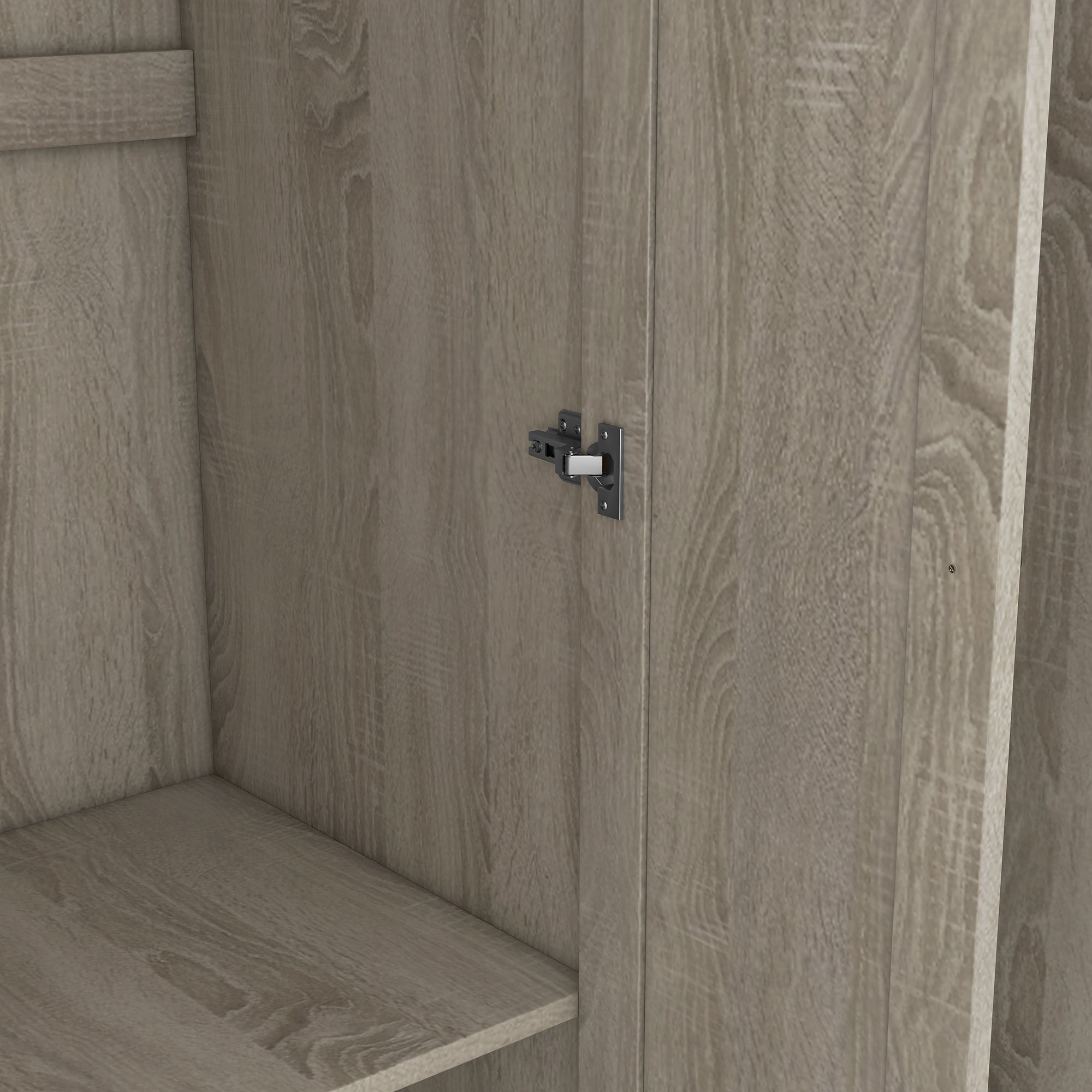 Gray three-door wardrobe from the Shutter Collection by Anthony & Home, featuring a modern design with sleek doors.