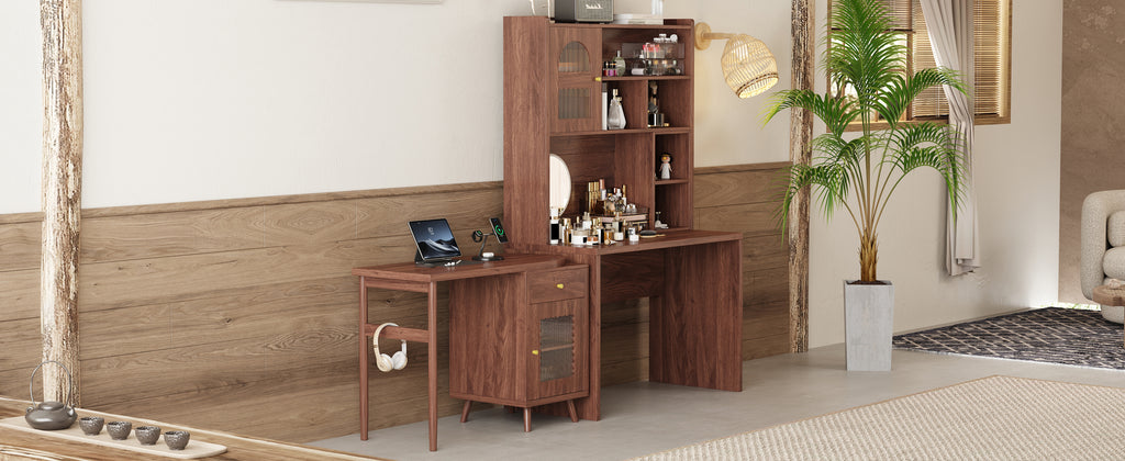 Rotating desk with storage from Anthony & Home Studio Collection, featuring a modern design and built-in compartments.