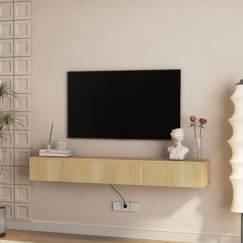 Floating Wall TV Stand With 16 Color LEDs For 55 To 65 TVs