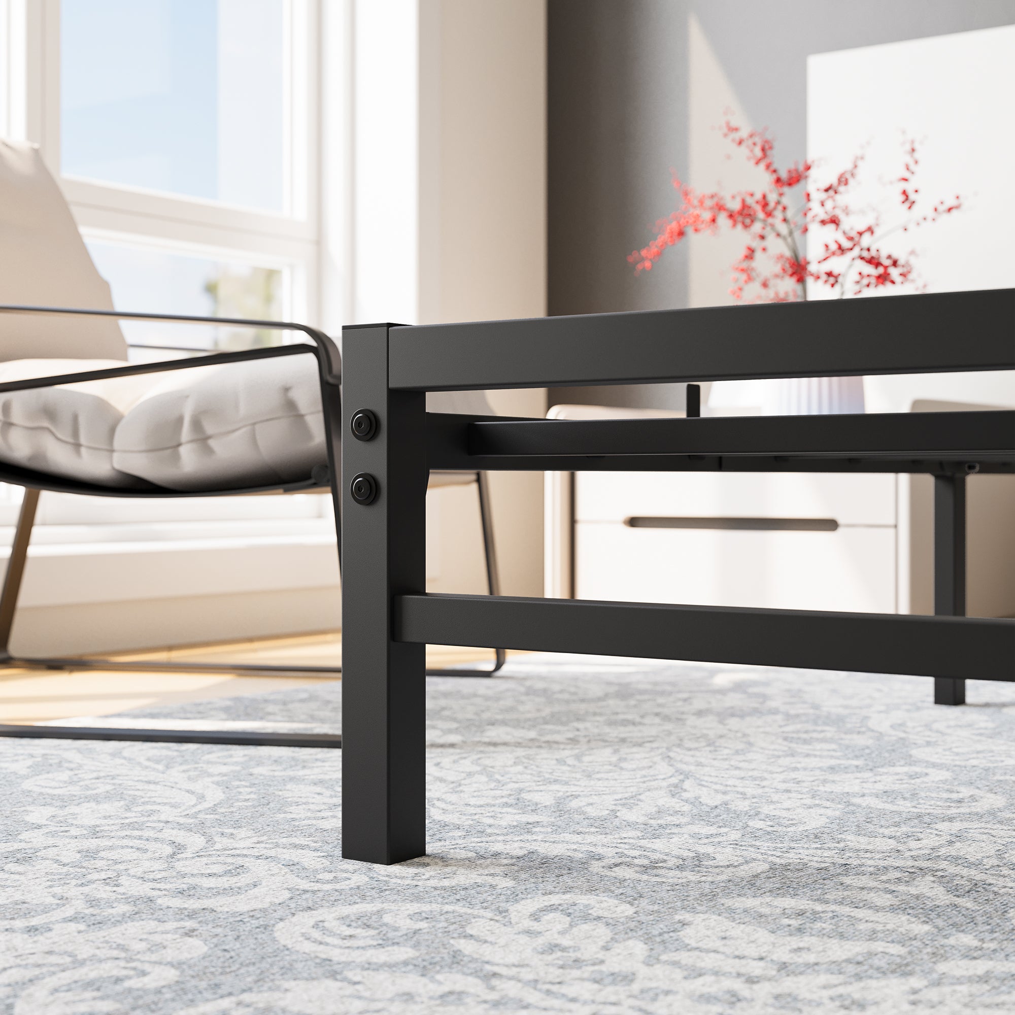 Anthony & Home Heritage Platform Bed Frame with Queen size wooden headboard, showcasing the sturdy wood design and classic style.