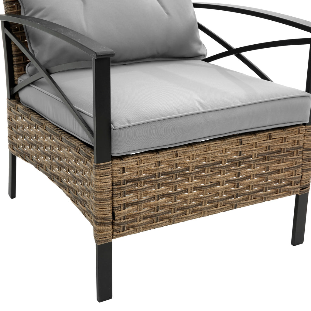 Patio 4 Piece Sectional Sofa Set KD Rattan Wicker Outdoor