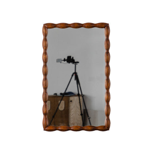 Mid Century Modern Mirror With Solid Wood Frame Wall Mount