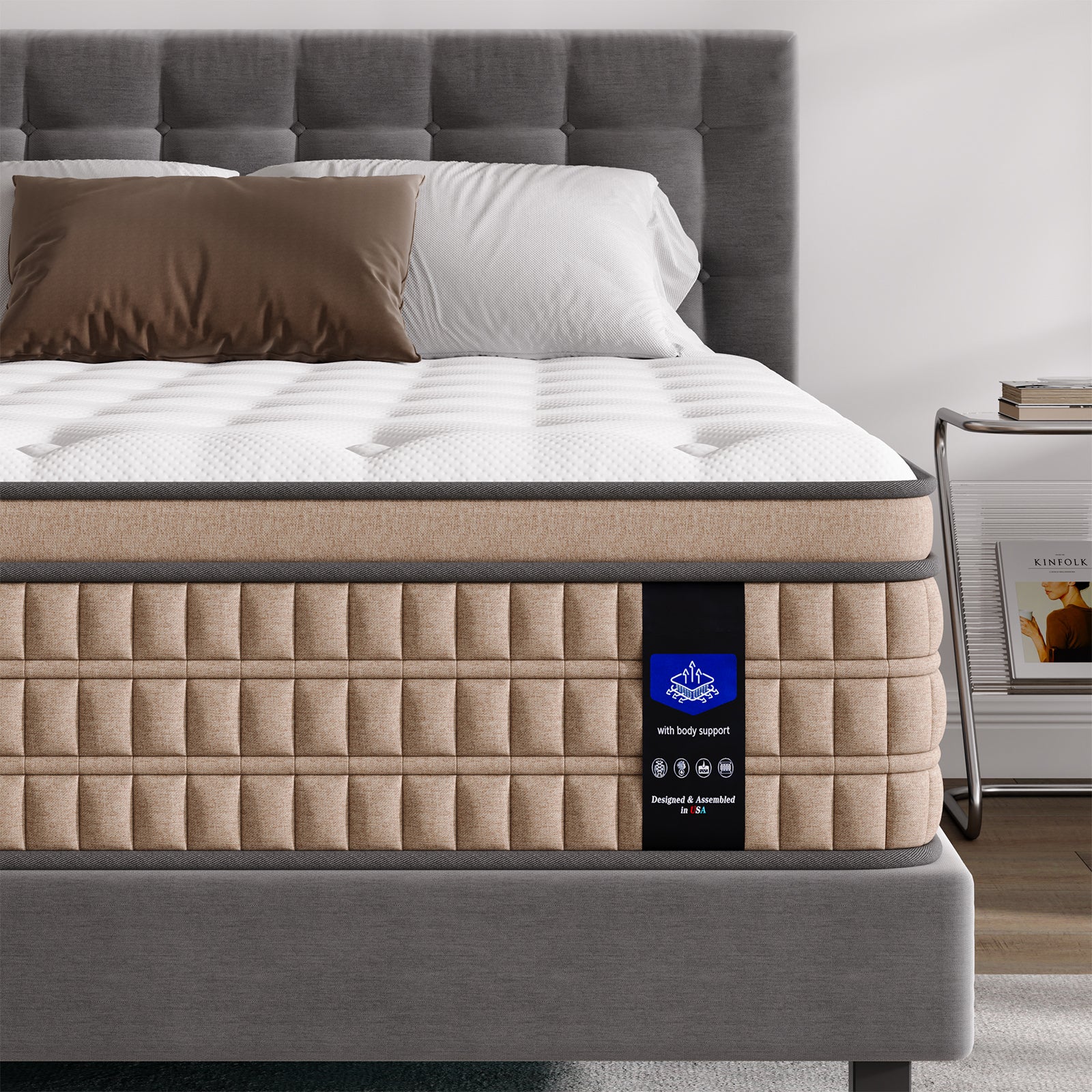 Anthony & Home Hotel Collection 14-inch king gel memory foam mattress with plush surface and supportive design.