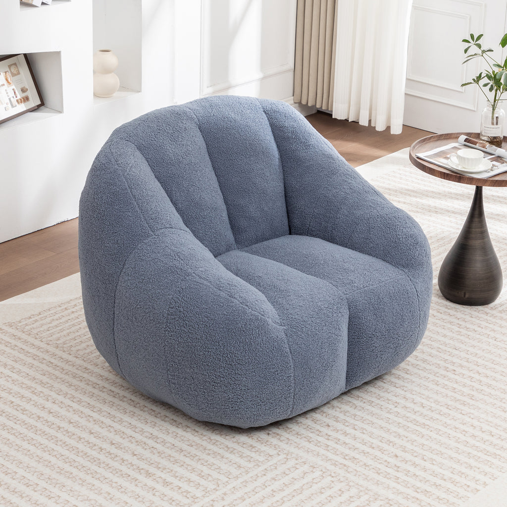 Light blue Anthony & Home Signature Memory Foam Bean Bag Chair with tufted design, plush and comfortable for casual seating.
