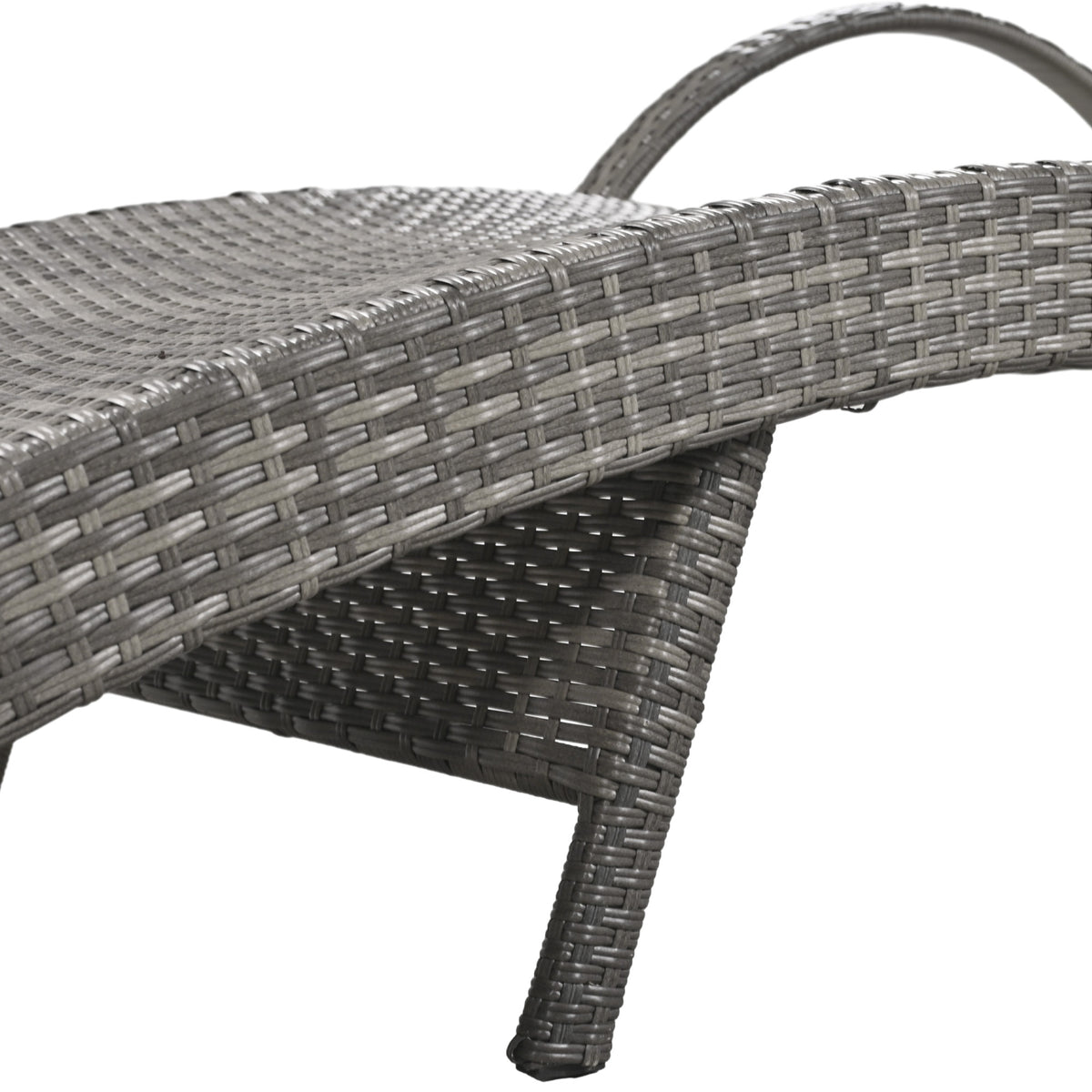 Outdoor wicker chaise lounge set with ergonomic wave design in grey by Anthony & Home, featuring cushioned seating and stylish wicker frame.