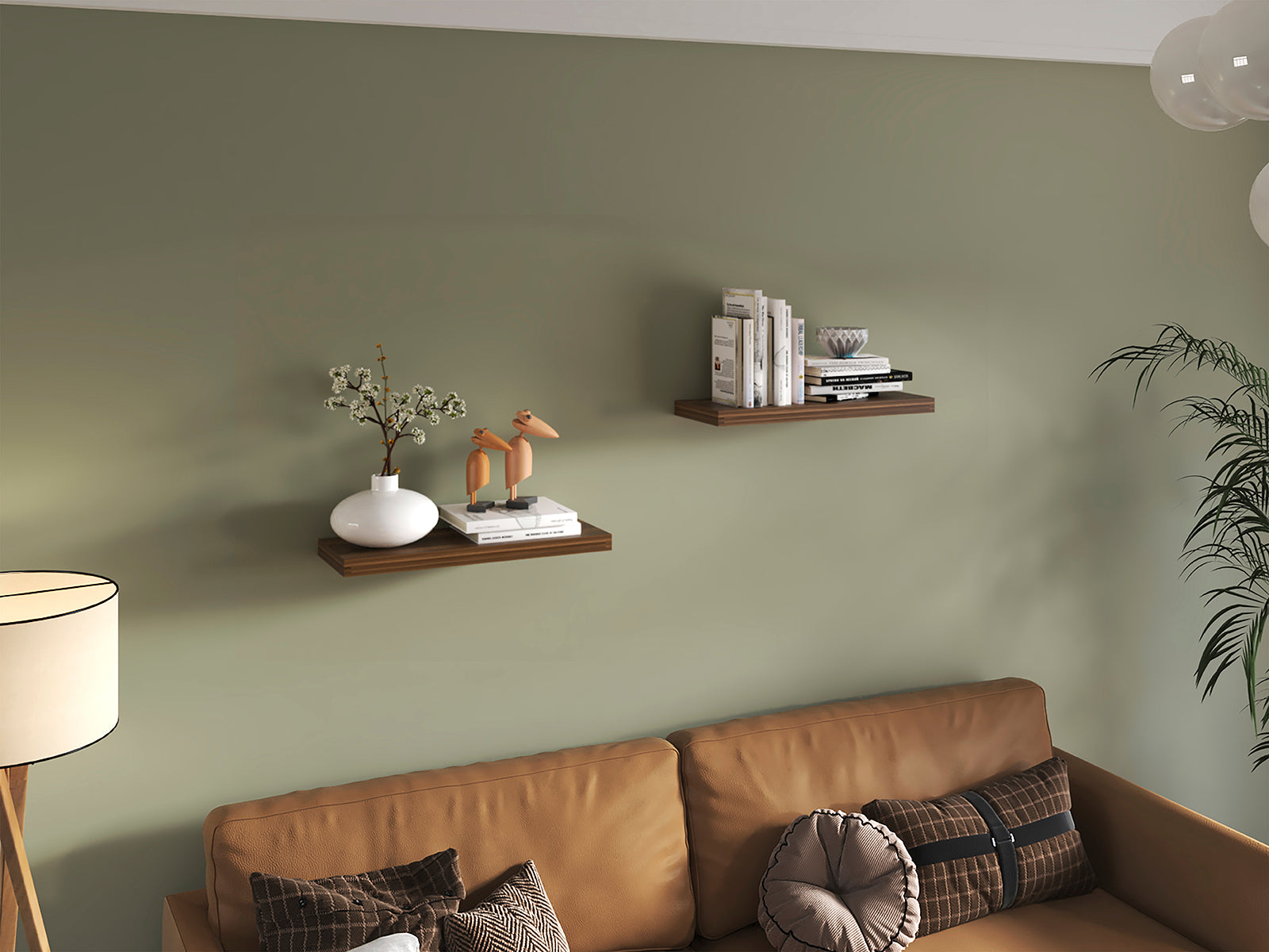 Set of 2 Anthony & Home 31.5-inch matte finish floating shelves with sleek, modern design and clean lines for wall storage.