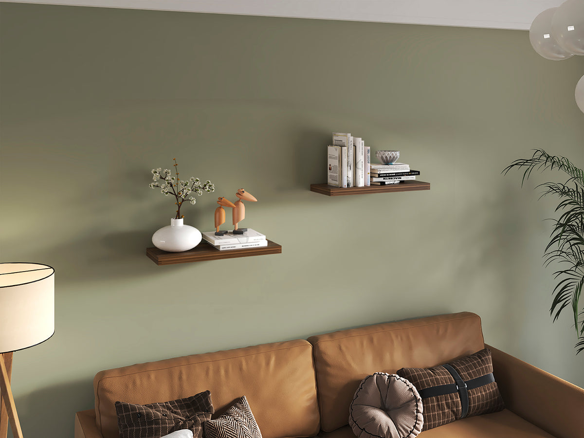 Set of 2 Anthony & Home 31.5-inch matte finish floating shelves with sleek, modern design and clean lines for wall storage.