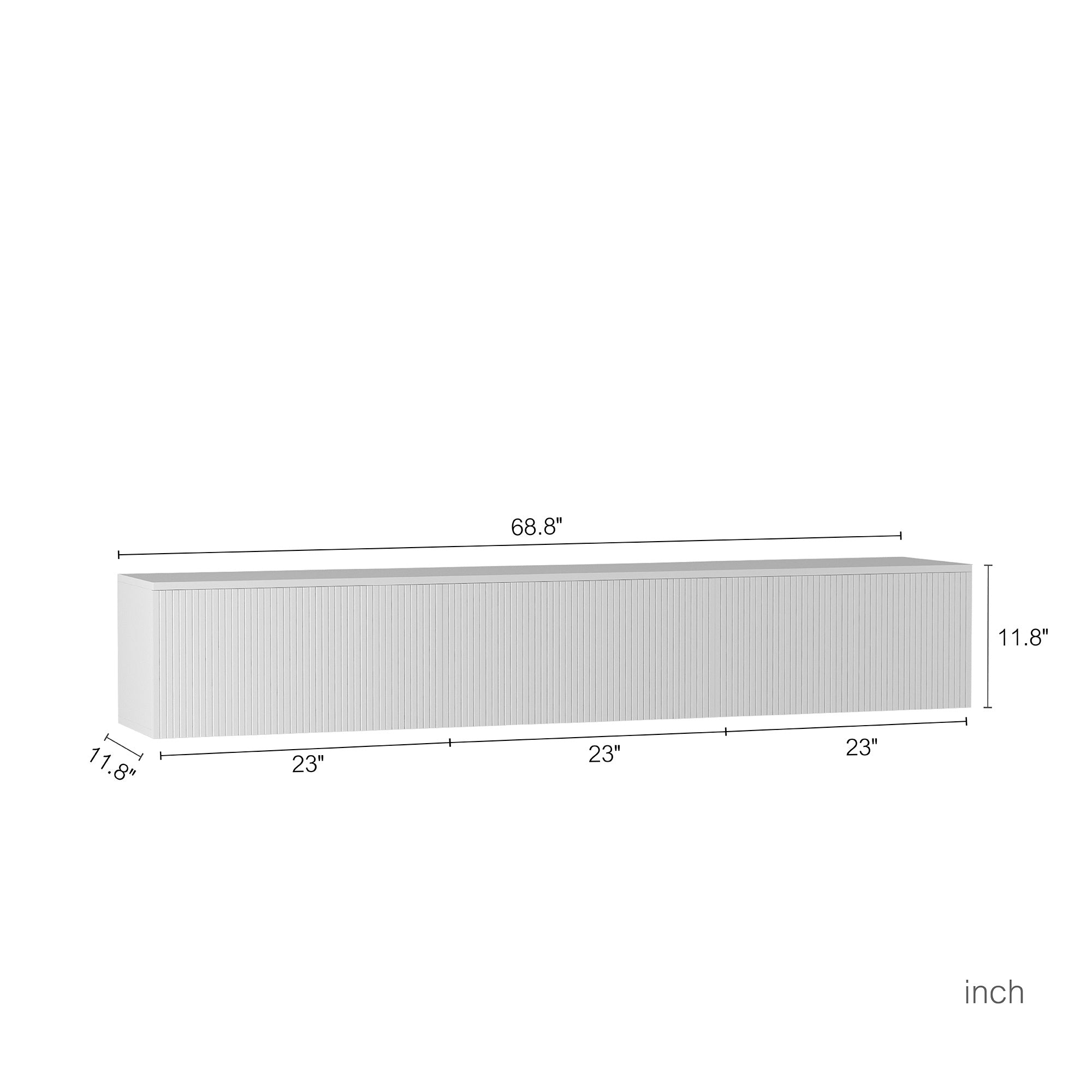 Floating White TV Stand Wall Mount With 16 Color LEDs