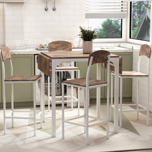 Topmax Farmhouse Counter Height Drop Leaf Dining Table Set