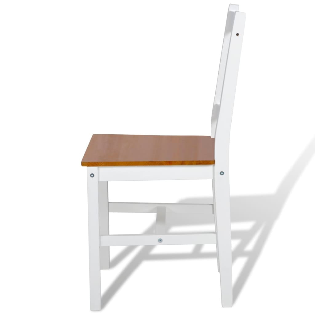 White Pinewood Solid Wood Dining Chairs Set Of Six Premium