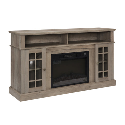 Classic Gray TV Media Stand With 23 Inch Fireplace Inset