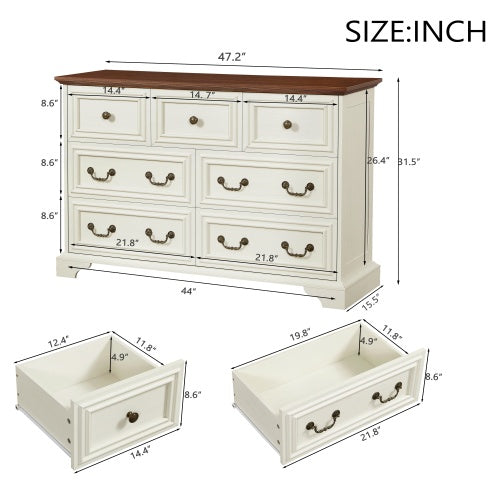 Farmhouse Engineered Wood 7 Drawer Dresser For Bedroom