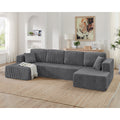 U-shape Anthony & Home corduroy modular sectional sofa with plush cushions and contemporary design, perfect for living room comfort.
