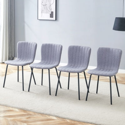 Luxury Minimalist Dining Chairs Set Of 4 Black Metal Legs