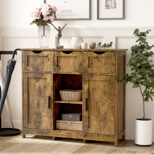 Vintage Floor Storage Cabinet With Drawers And Shelves