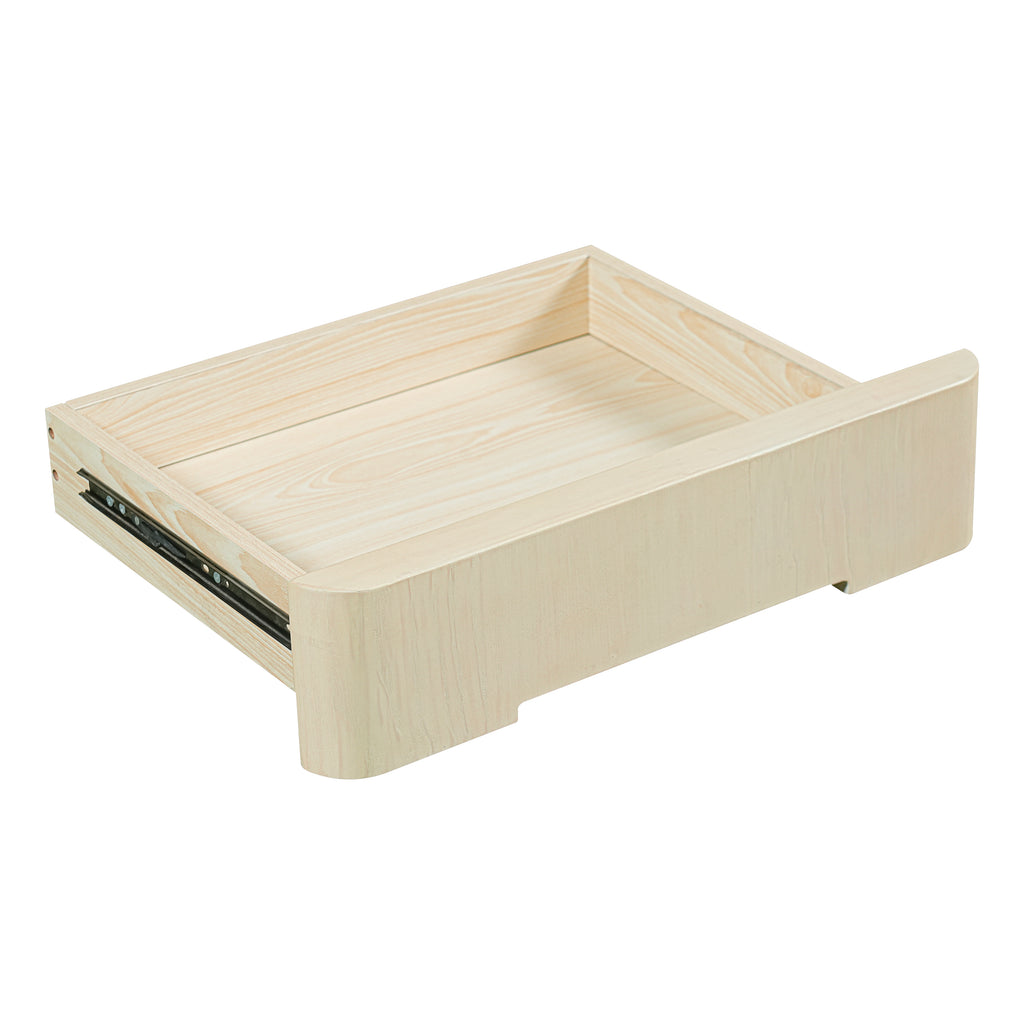 Natural wood L-shaped desk from Anthony & Home, 90-inch Atelier desk with a spacious workspace and sleek design.