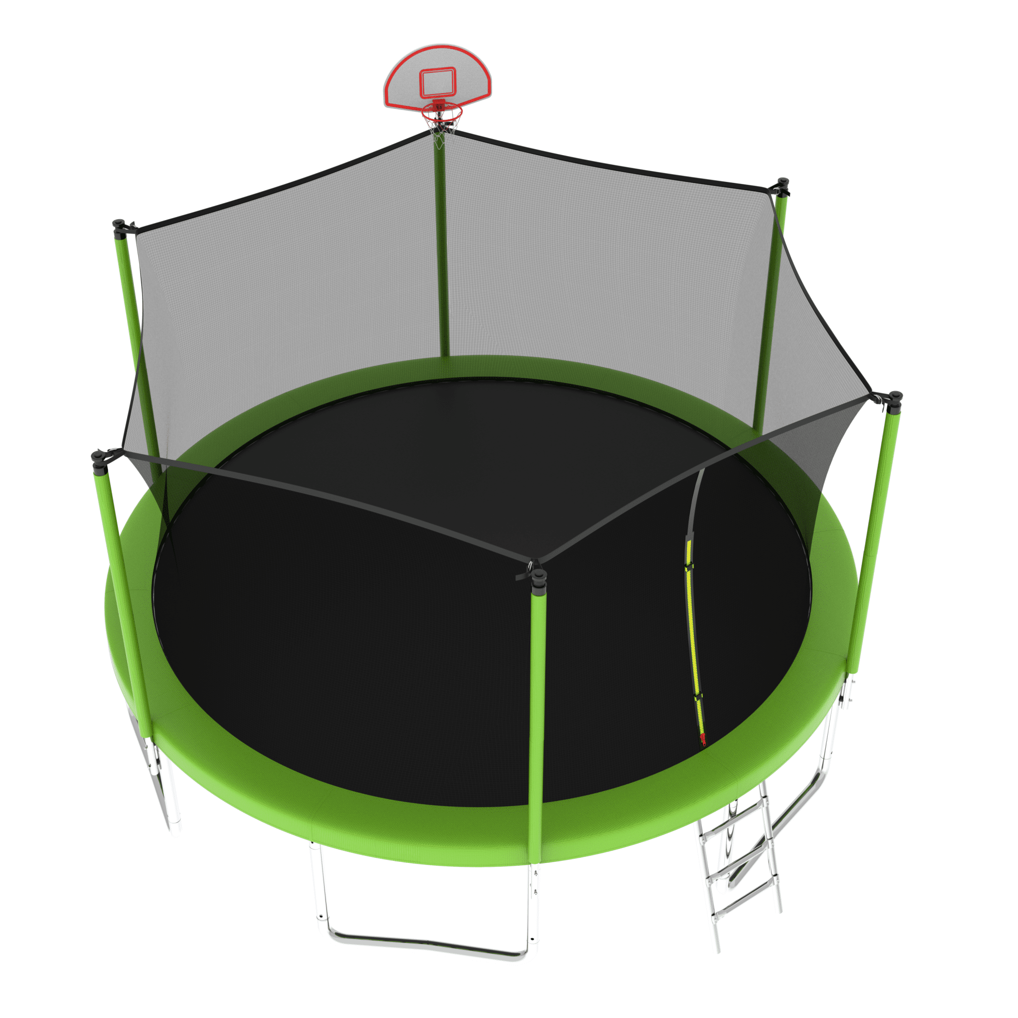 Anthony & Home Atelier 14-foot trampoline with galvanized steel frame and safety net, ideal for outdoor backyard fun.
