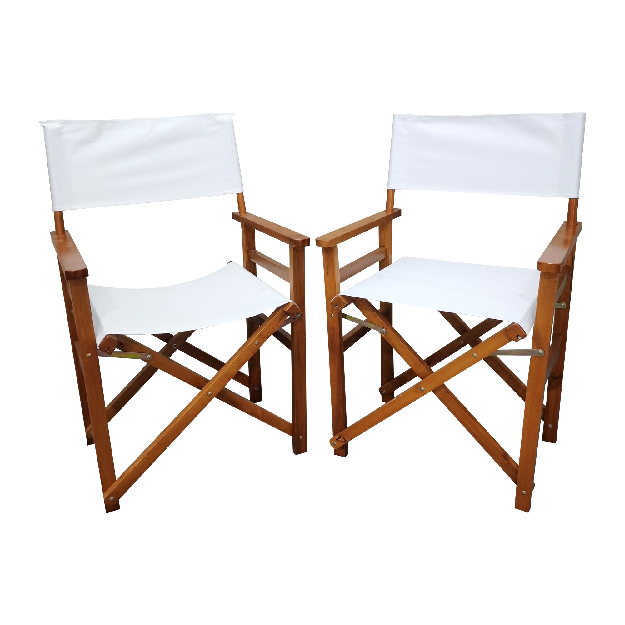 Natural Populus Wood Director Chair set by Anthony & Home, featuring sturdy wooden frames and comfortable fabric seats for studio use.