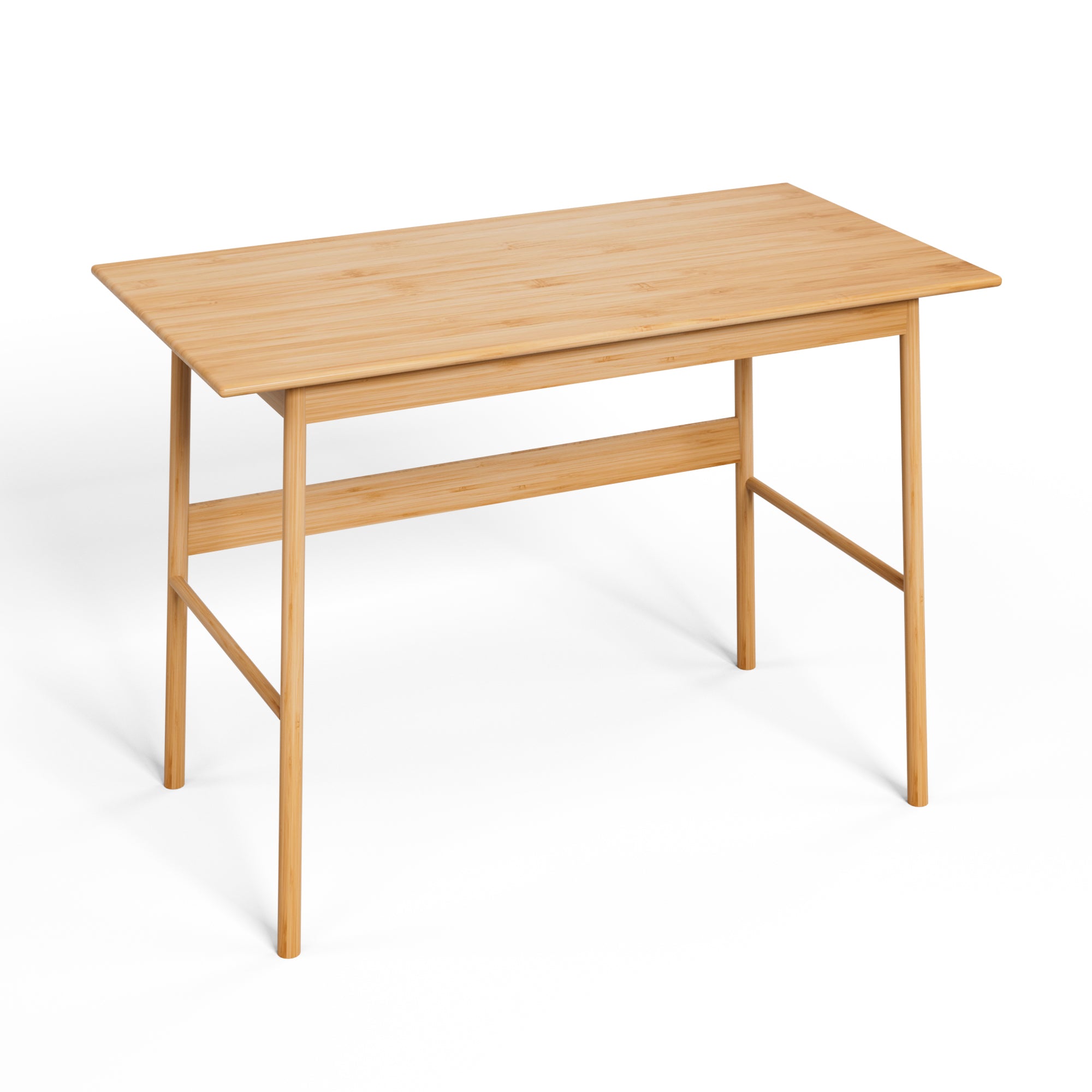 Anthony & Home Bamboo Computer Desk Atelier, modern workspace desk with sleek bamboo surface and sturdy wooden legs.