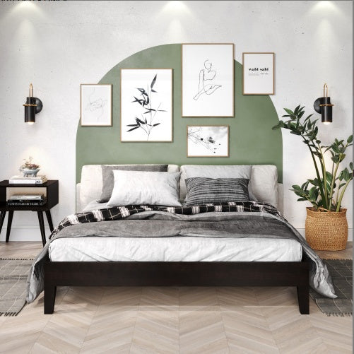 Nix Queen Platform Bed Black Wood Frame Modern Deluxe