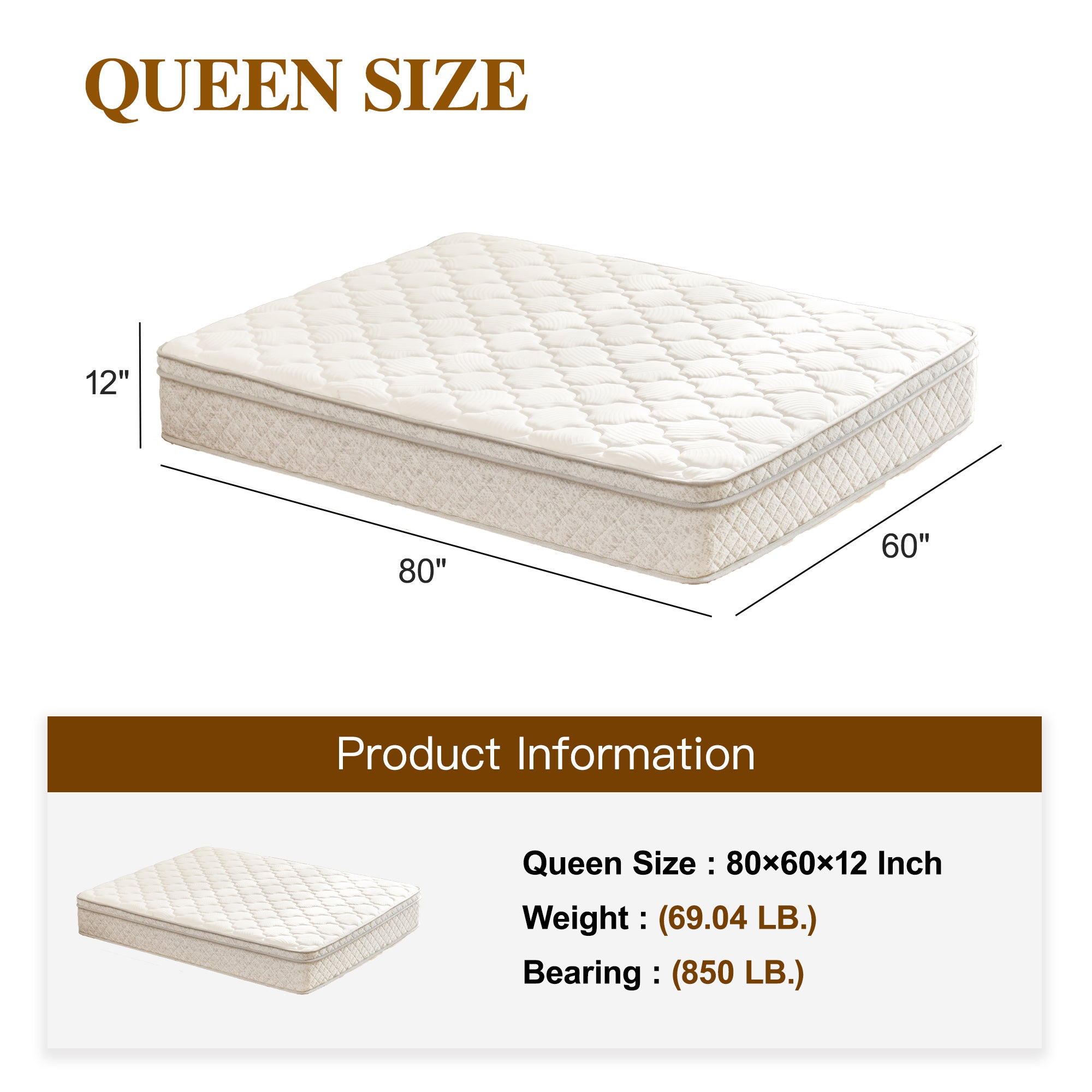 Anthony & Home Hybrid Queen Mattress with gel-infused memory foam, showcasing a plush, supportive sleep surface.