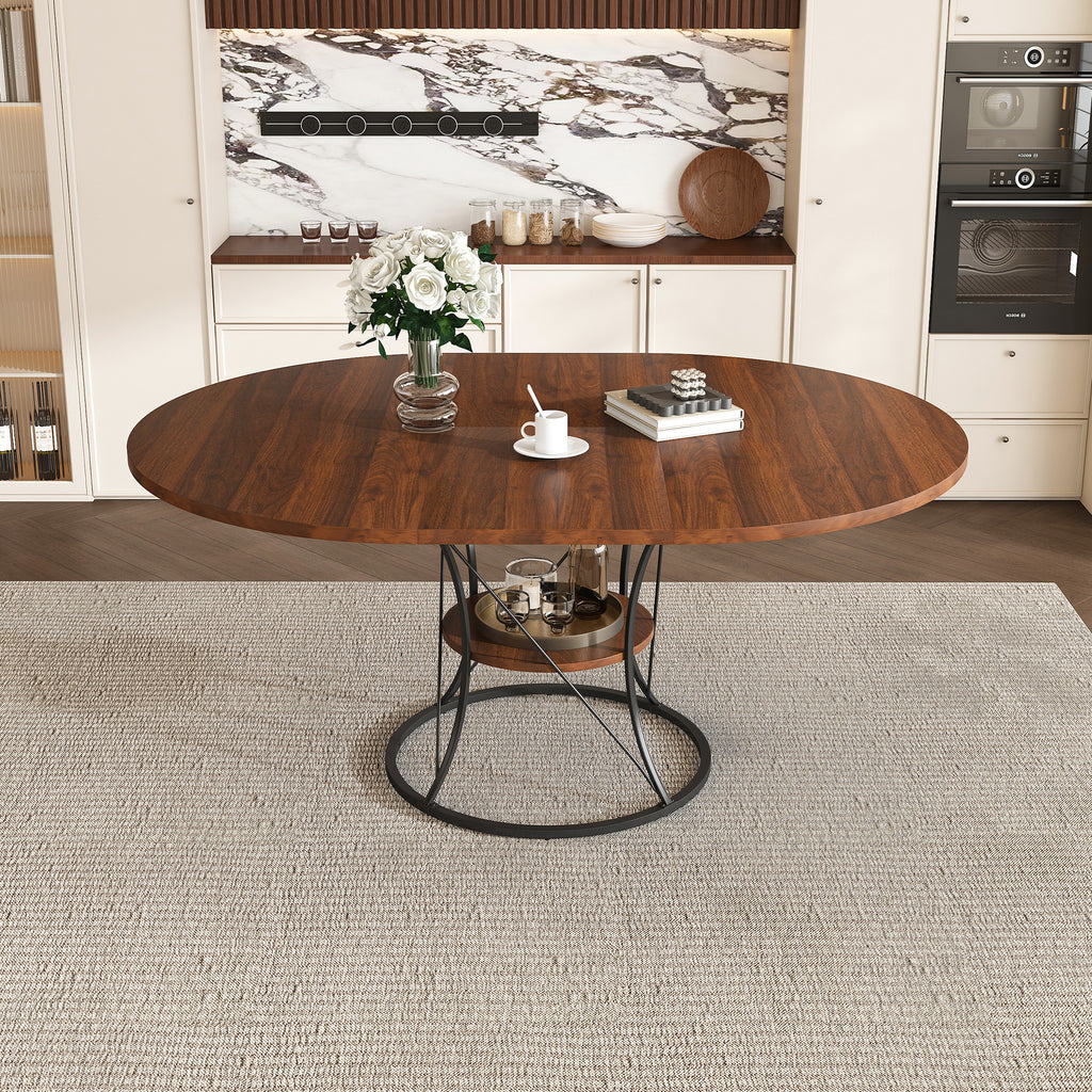 Anthony & Home studio round extendable dining table made of solid wood with a smooth finish and adjustable size.