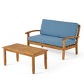 Handcrafted Anthony & Home teak outdoor chat set with loveseat and coffee table, stylish and durable patio furniture.