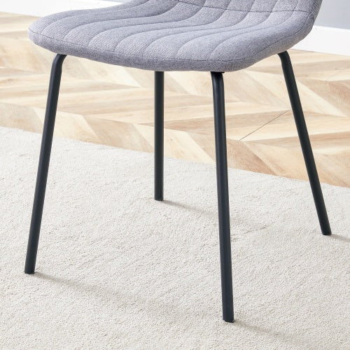 Luxury Minimalist Chairs Set of 4 With Black Metal Legs