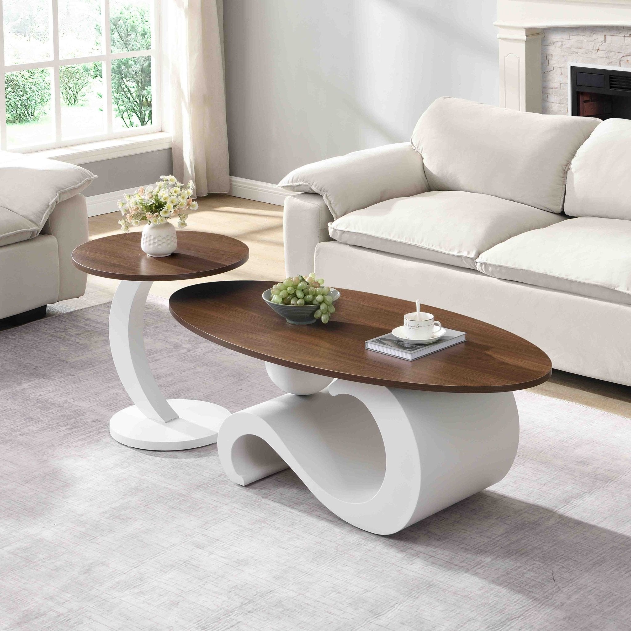 Anthony & Home Studio Nesting Coffee Tables with MDF tops, showcasing modern stacked design and sleek wood finish.