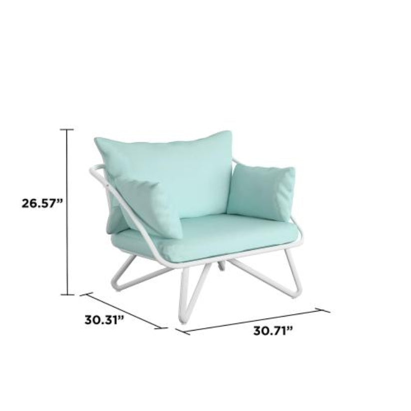 Teddi Outdoor Two Person Lounge Chairs Aqua Finish Set