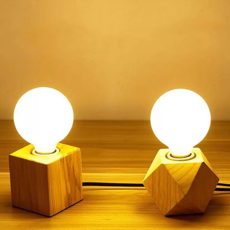 Retro Wooden Lamp Holder Hanging Wire Table Lamp Decor