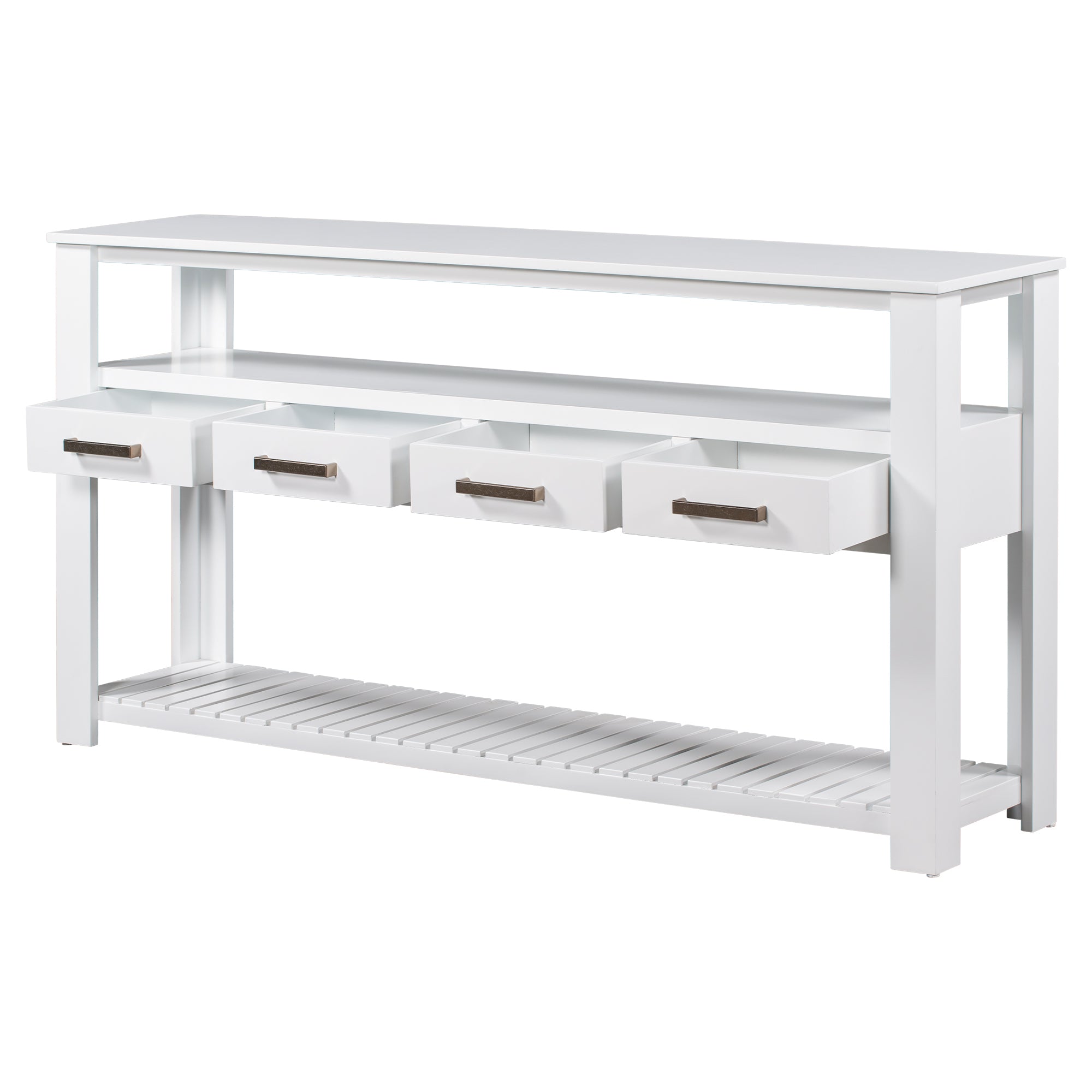 White painted Signature Console Table by Anthony & Home with sleek design and sturdy wood construction.