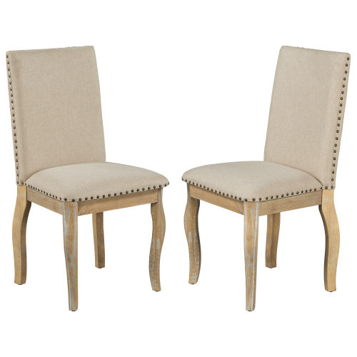 TREXM 4 Wooden Cushioned Fabric Upholstered Dining Chairs