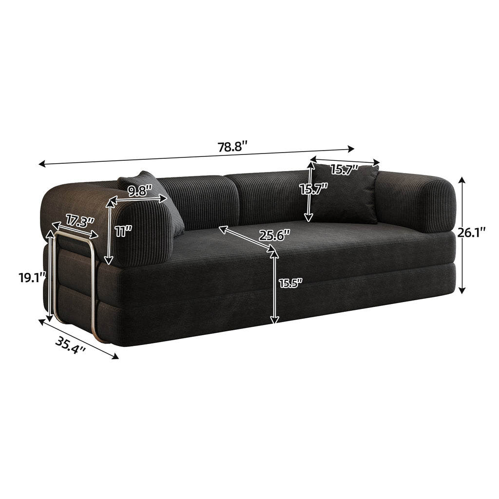 Black Anthony & Home Corduroy Convertible Sofa Bed from the Atelier Collection, showcasing its stylish design and versatile functionality.