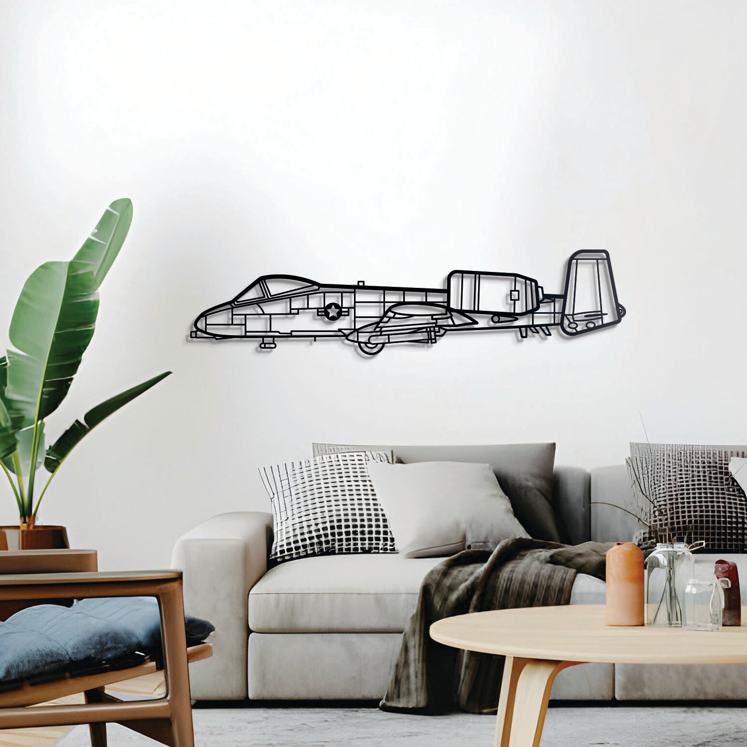 Metal aircraft wall art of an A-10 Thunderbolt II by Navigate Craft, detailed depiction of the Fairchild Republic fighter jet.