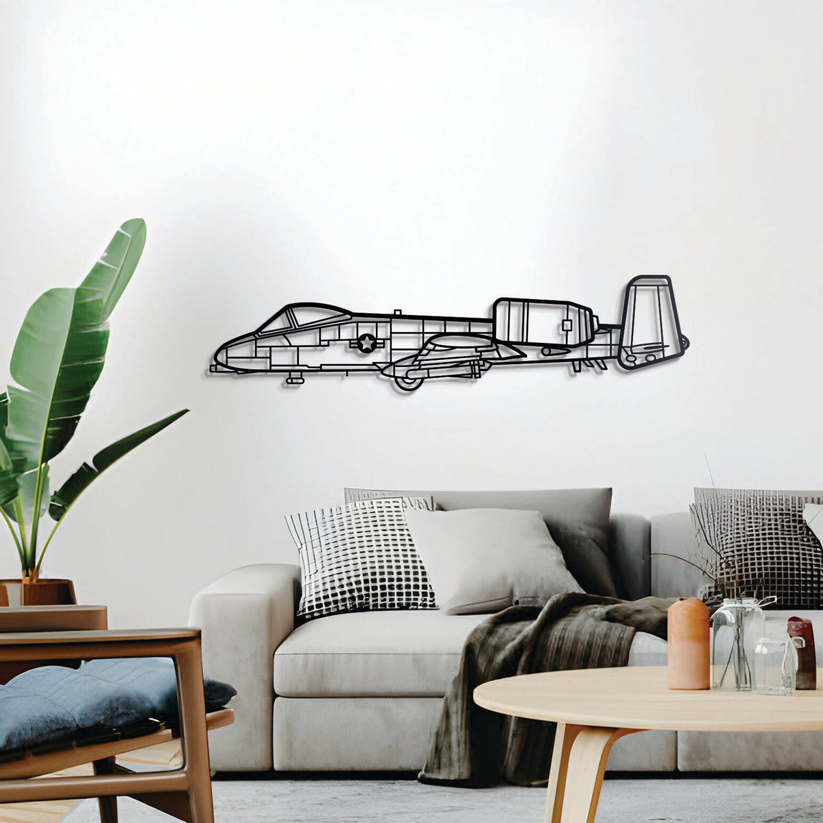 Metal aircraft wall art of an A-10 Thunderbolt II by Navigate Craft, detailed depiction of the Fairchild Republic fighter jet.