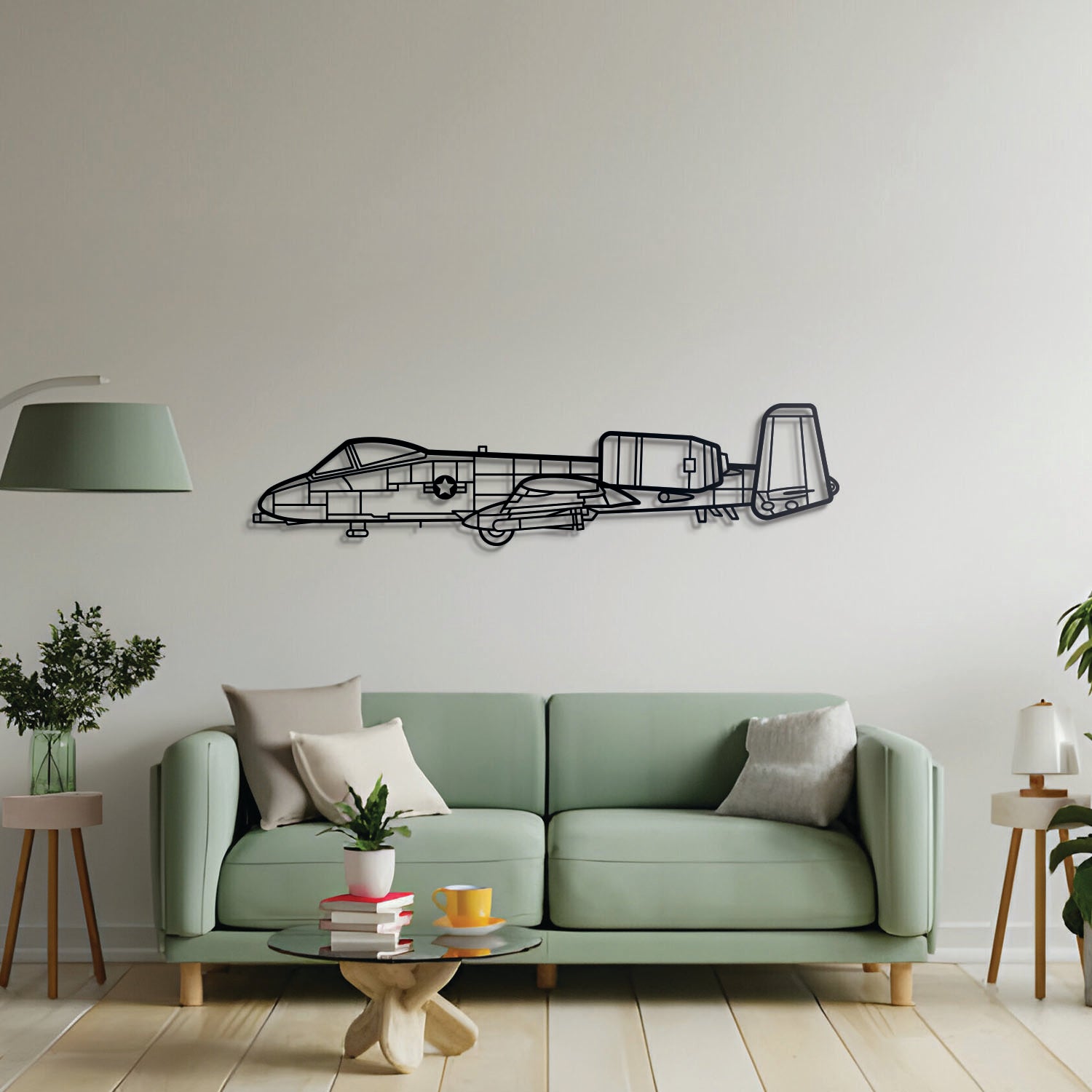 Metal wall art of a Fairchild Republic A-10 Thunderbolt II aircraft by Navigate Craft, detailed aviation decor for walls.
