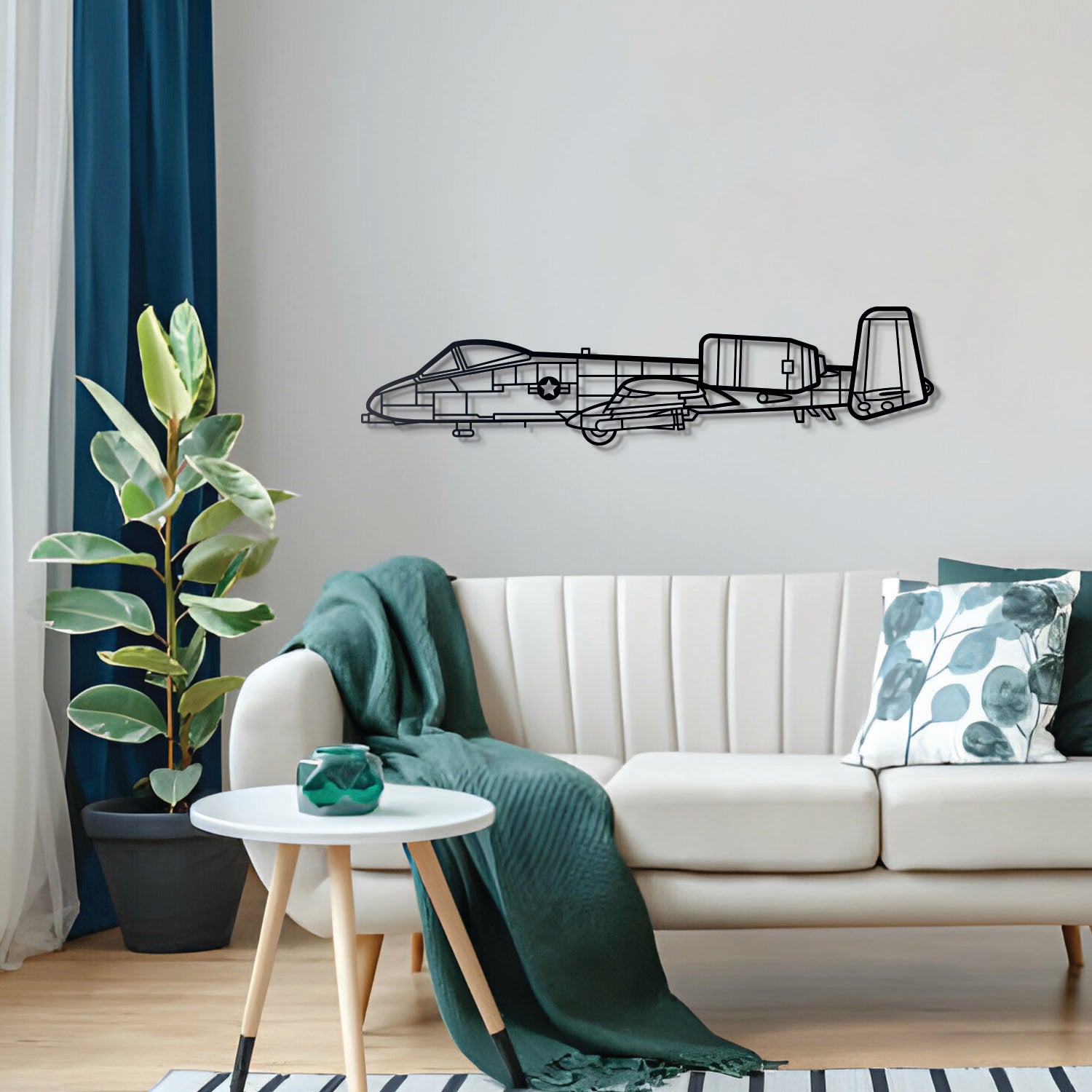Metal wall art of a Fairchild Republic A-10 Thunderbolt II aircraft by Navigate Craft, suitable for aviation decor.