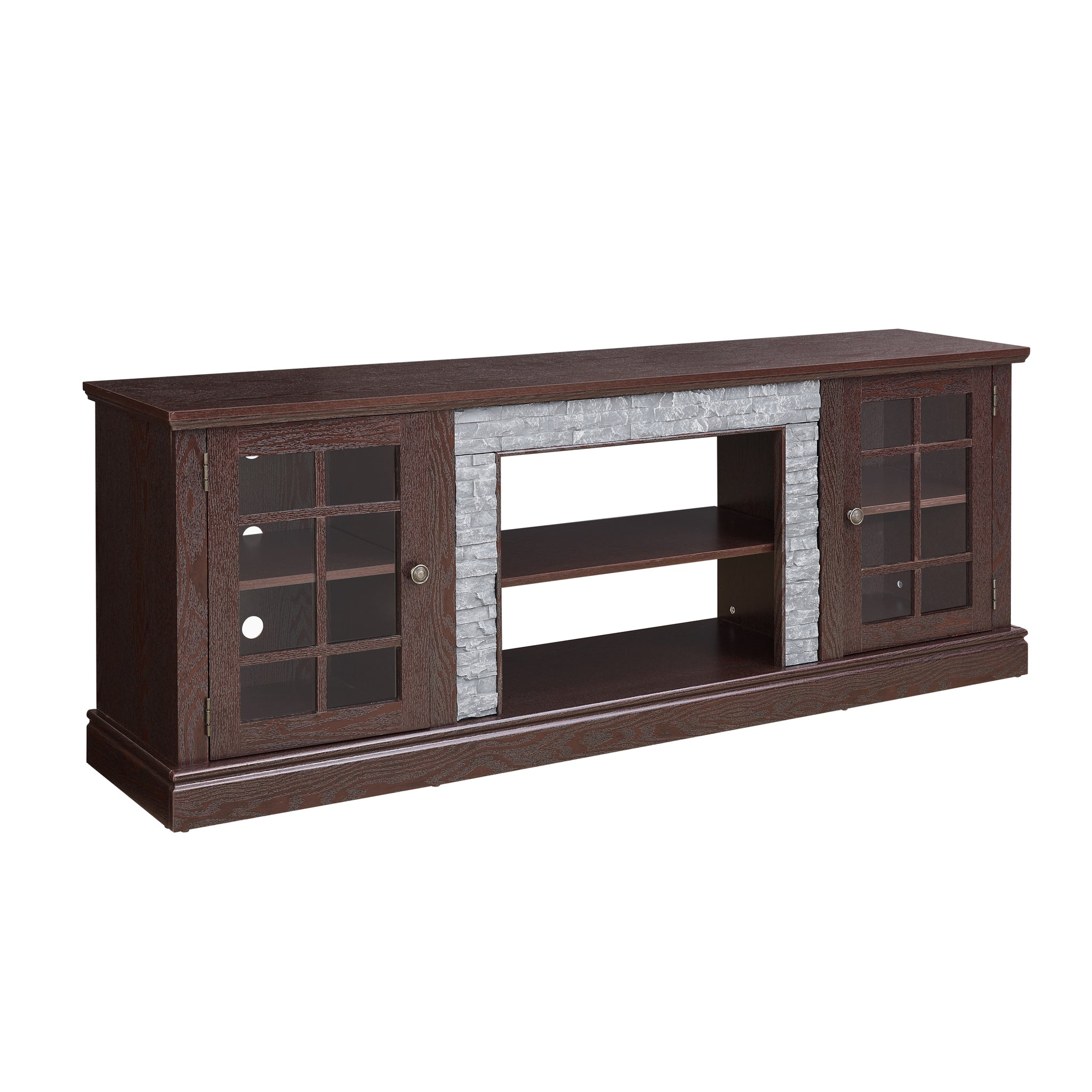 Anthony & Home Atelier TV stand with faux stone cabinet, large 2-door media console and entertainment center for living room decor