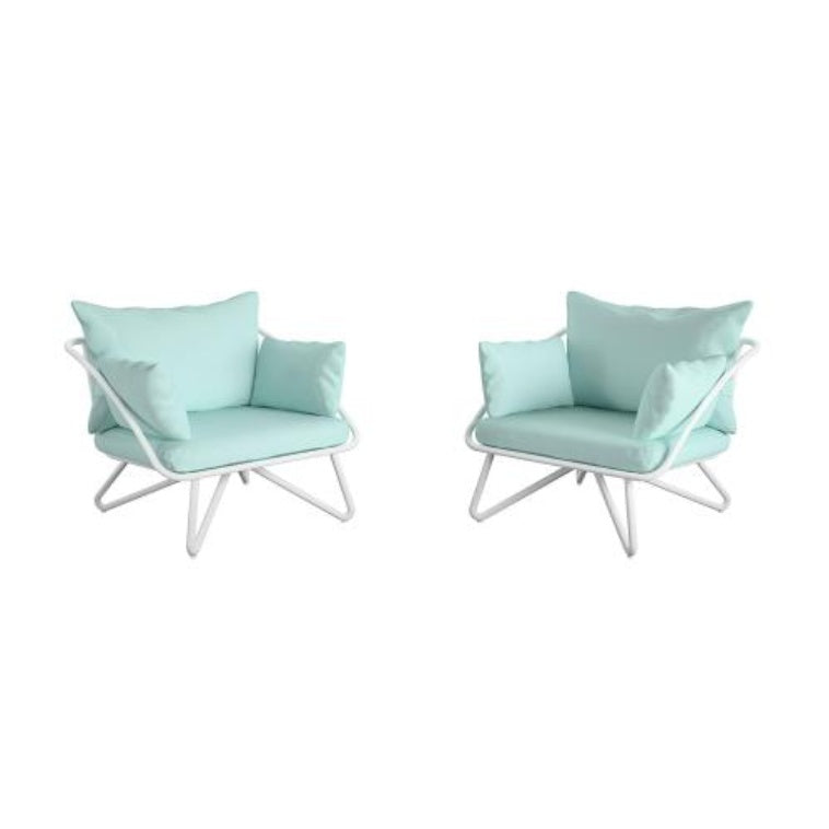 Teddi Outdoor Two Person Lounge Chairs Aqua Finish Set