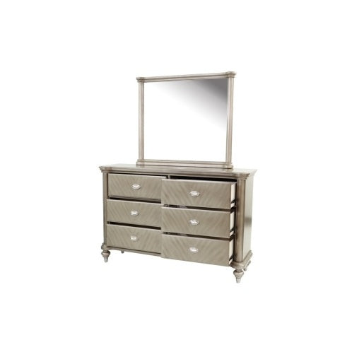 Luxury Antique Silver Champagne Dresser With Mirror