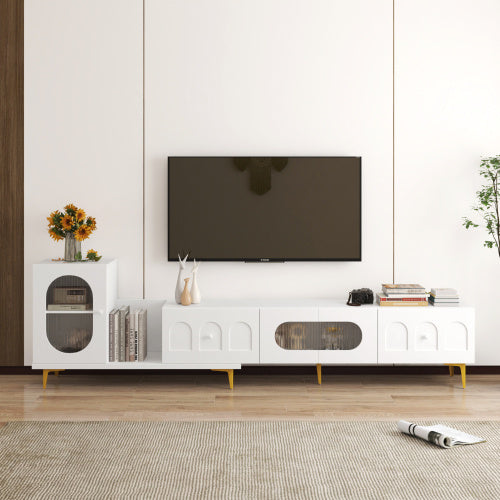Wood Extendable TV Stand Entertainment Center Media Console
